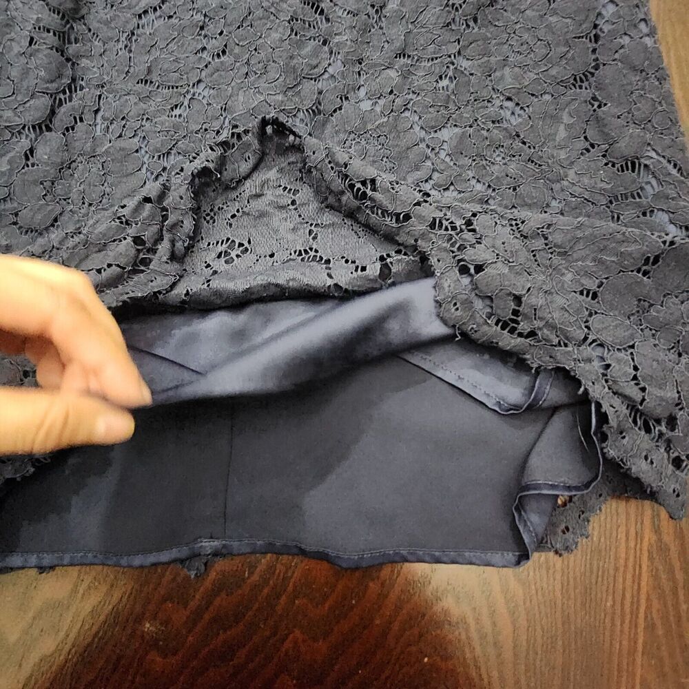 Lauren Ralph‎ Lauren Mini Pencil Dress Navy Lace Short Sleeve Lined Crew Neck 8 - Picture 10 of 10